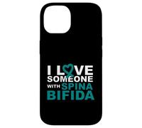 Cuore con nastro verde acqua I love Someone with Spina Bifida Custodia per iPhone 14