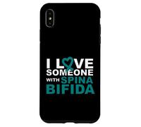 Cuore con nastro verde acqua I love Someone with Spina Bifida Custodia per iPhone XS Max
