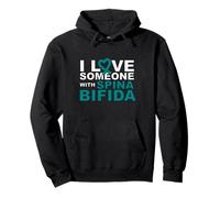 Cuore con Nastro Verde Acqua I Love Someone with Spina Bifida Felpa con Cappuccio