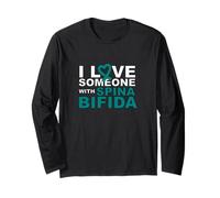 Cuore con Nastro Verde Acqua I Love Someone with Spina Bifida Maglia a Manica