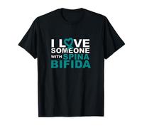 Cuore con Nastro Verde Acqua I Love Someone with Spina Bifida Maglietta