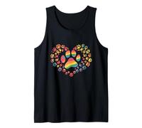Cuore con stampa di zampe arcobaleno - Design colorato per amanti degli animali Canotta