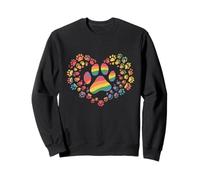 Cuore con stampa di zampe arcobaleno - Design colorato per amanti degli animali Felpa