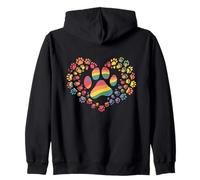 Cuore con stampa di zampe arcobaleno - Design colorato per amanti degli animali Felpa con Cappuccio