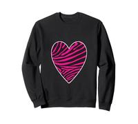 Cuore con Stampa Zebra Rosa e Nera Felpa