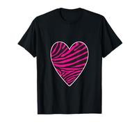 Cuore con Stampa Zebra Rosa e Nera Maglietta