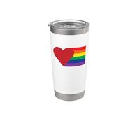 Cuore con strisce arcobaleno/Gay Pride Bicchiere termico in acciaio inox doppia parete