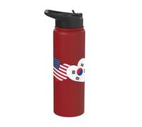Cuore Corea del Sud Amore Bandiera USA Metà Coreana Metà Americ Stainless Steel Insulated Water Bottle