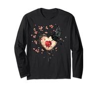 Cuore Corvo Cherry Blossom Broken Love Goth Art Maglia a Manica