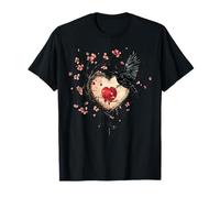 Cuore Corvo Cherry Blossom Broken Love Goth Art Maglietta