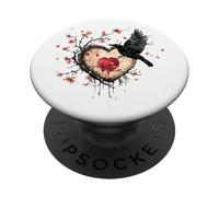 Cuore Corvo Cherry Blossom Broken Love Goth Art PopSockets PopGrip Adesivo