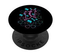 Cuore cuore gatto gatti farfalla donna ragazza bambini PopSockets PopGrip Adesivo