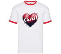 Cuore D'Amore Cristo - Ringer Uomo - Prega Religione Natale Chiesa Gesù
