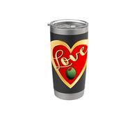 Cuore d'amore Olive verdi al peperone rosso Bicchiere termico in acciaio inox doppia parete