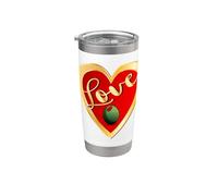 Cuore d'amore Olive verdi al peperone rosso Bicchiere termico in acciaio inox doppia parete