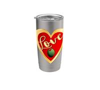 Cuore d'amore Olive verdi al peperone rosso Bicchiere termico in acciaio inox doppia parete