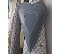 CUORE DECORATIVO IN METALLO GRIGIO DA PARETE 22hx14 cm