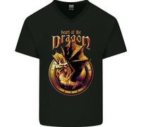 Cuore Del Drago Fantasy Maglietta In Cotone A V Per Uomo