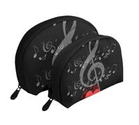 Cuore della nota musicale, Borsa per trucco a conchiglia Portamonete da donna Borsa da toilette piccola Borsa per cosmetici 2 pezzi