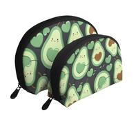 Cuore di avocado carino senza cuciture, Borsa per trucco a conchiglia Portamonete da donna Borsa da toilette piccola Borsa per cosmetici 2 pezzi