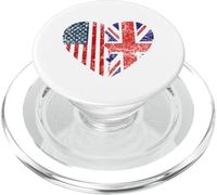 Cuore di bandiere britanniche americane | Stati Uniti Regno Unito Roots PopSockets PopGrip per MagSafe