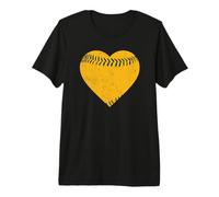 Cuore di Baseball Vintage Oro e Verde Maglietta Premium