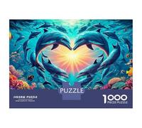 Cuore di delfino Puzzle per adulti 1000 pezzi Puzzle Cuore dell'oceano per adulti Gioco educativo Giocattolo a sfida 1000 pezzi Puzzle per adulti e bambini. Giochi educativi Decorazione per la casa
