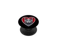 Cuore di gatto blu russo PopSockets PopGrip Adesivo