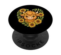 Cuore di girasole di mucca delle Highland PopSockets PopGrip Adesivo