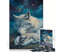 Cuore di lupo nel mare di stelle Puzzle per adolescenti 1000 pezzi Memory Power Hobby rilassante Incastro perfetto Regalo di Natale accogliente (38x26cm)