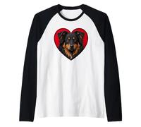 Cuore di Pastore Australiano Nero e Marrone Chiaro Maglia con Maniche Raglan