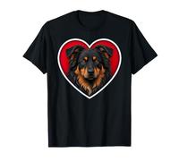 Cuore di Pastore Australiano Nero e Marrone Chiaro Maglietta