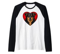 Cuore di Pastore Inglese Nero e Marrone Chiaro Maglia con Maniche Raglan