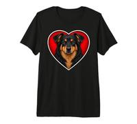Cuore di Pastore Inglese Nero e Marrone Chiaro Maglietta Premium