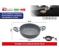 CUORE DI PIETRA PADELLA TEGAME 2-M ANTIGRAFFIO ANTIADERENTE CUCINARE SENZA OLIO