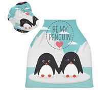 Cuore Di Pinguino Amore Ghiaccio Auto per Bambini Passeggino Tettoia Copri Seggiolino Copertura Infermieristica per L'Allattamento Al Seno All-In-1 Morbido Traspirante Elastica Tettuccio