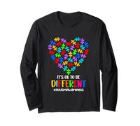 Cuore di Puzzle Divertente per la consapevolezza dell'autismo, va Bene Essere Diverso Maglia a Manica