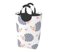 Cuore di riccio kawaii, Cesto portabiancheria pieghevole, Grande contenitore portaoggetti resistente con manici, 50 litri