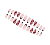 Cuore di San Valentino French Press on Nails Borgogna glitter strass 24pcs falso per occasioni speciali vino rossore occhi di gatto falso