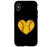 Cuore di softball per giocatori, compagni di squadra, allenatori angosciati Custodia per iPhone X/XS