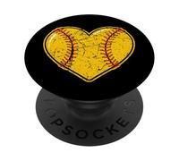 Cuore di softball per giocatori, compagni di squadra, allenatori angosciati PopSockets PopGrip Adesivo