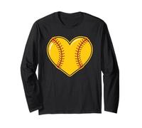 Cuore di Softball per Giocatori, Compagni di Squadra, Allenatori o Genitori Maglia a Manica