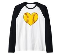 Cuore di Softball per Giocatori, Compagni di Squadra, Allenatori o Genitori Maglia con Maniche Raglan