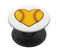 Cuore di softball per giocatori, compagni di squadra, allenatori o genitori PopSockets PopGrip Adesivo