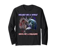 Cuore di Un Lupo Anima di Drago Maglia a Manica