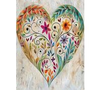 Cuore Dipingere Con I Numeri Adulti, Dipingere Con I Numeri Pianta, Fai Da Te Paint by Numbers Kits Con Pennelli e Vernice Acrilica, Hobby Passatempo per Adulti, Decora la Casa, 40x50cm W-8966