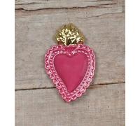 Cuore "Ex Voto" color "Amaranto" con la Fiamma Laccata in ceramica