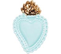 Cuore "Ex Voto" color "Tiffany" con la Fiamma Laccata oro in ceramica