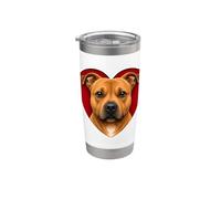 Cuore Fawn Staffordshire Bull Terrier Bicchiere termico in acciaio inox doppia parete