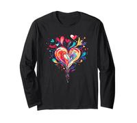 Cuore felice colorato, bouquet di fiori, amore, speranza, gioia, fiducia Maglia a Manica